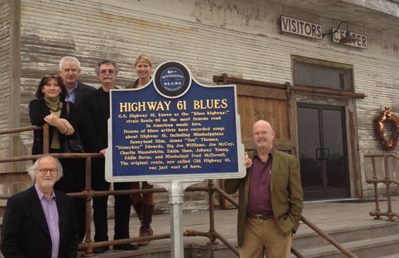 L to R- Willie Bearden, museum consultant, Wanda Clark and Allan Hammons of Hammons and Associates, Mississippi Blues Trail designers, Luther Brown, Delta Center and MS Delta National Heritage Area, Mary Beth Wilkerson, MDA/Mississippi Tourism, and Scott Blake, museum consultant.